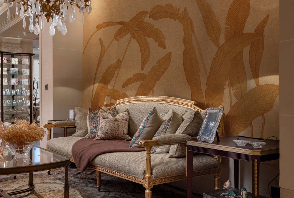 Zanara, Muted Ochre Tones Leaves Wallpaper Mural mockup