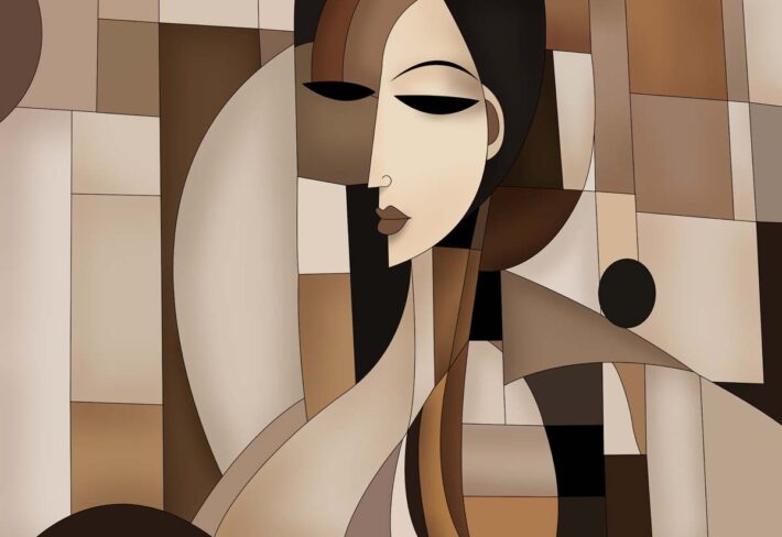 Seraphine, Modern Geometric Face Art Wallpaper Mural
