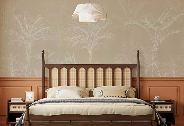 Solene, Minimalist Tropical Elegance Wallpaper Mural mockup