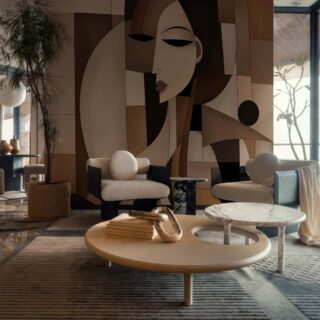 Seraphine, Modern Geometric Face Art Wallpaper Mural mockup
