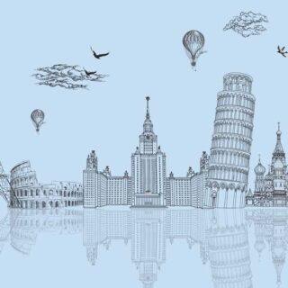 Aurelia, Ice Blue Global Landmarks Wallpaper Mural