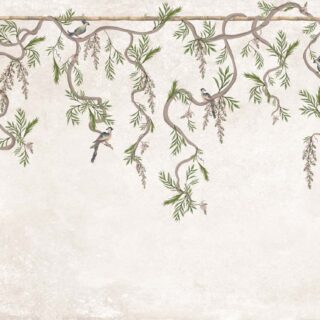 Ophelia, Soft Blush Pink Hanging Garden Birds Wallpaper Mural