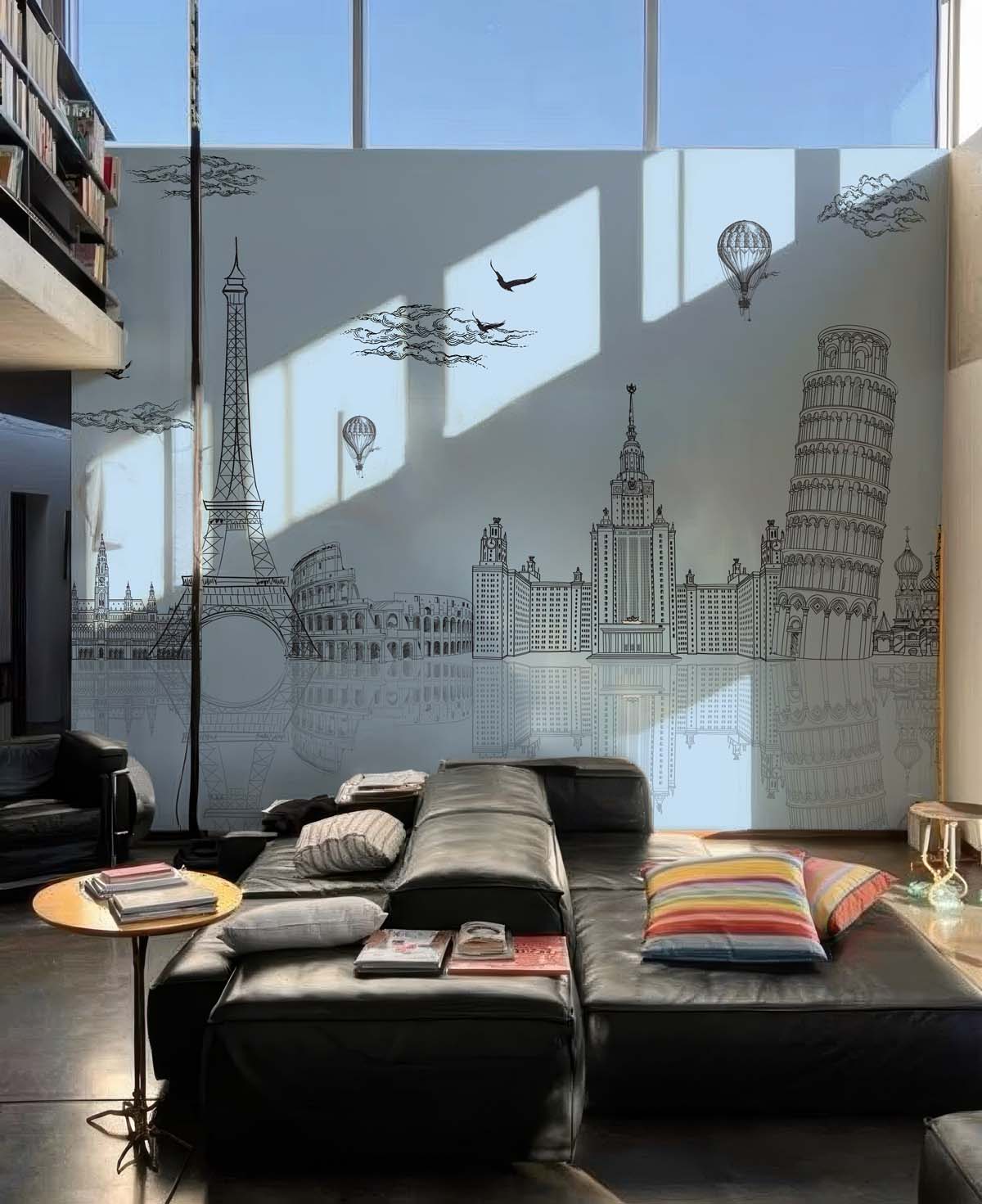 Aurelia, Ice Blue Global Landmarks Wallpaper Mural mockup