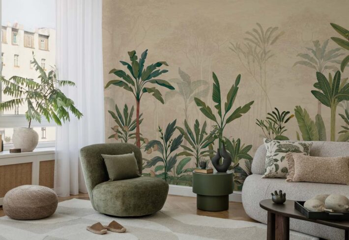 Oraya, Tropical Green Horizon Wallpaper Mural mockup