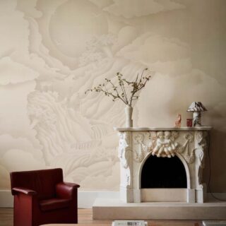 Oravelle, Soft-toned Serene Sunlit Valley Wallpaper Mural mockup