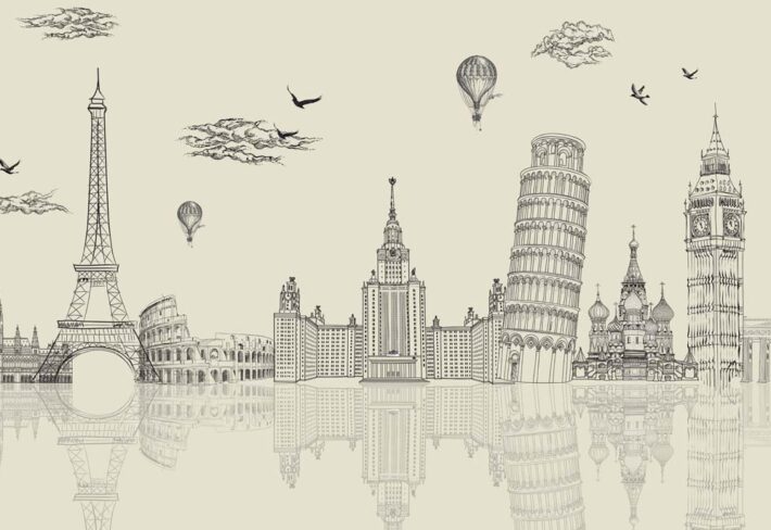 Aurelia, Cream Sand Global Landmarks Wallpaper Mural