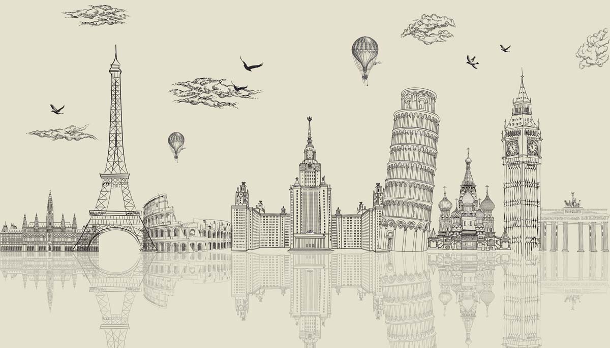 Aurelia, Cream Sand Global Landmarks Wallpaper Mural