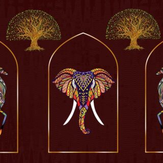 Patterned Pride Elephant & Gazelle Wallpaper Mural