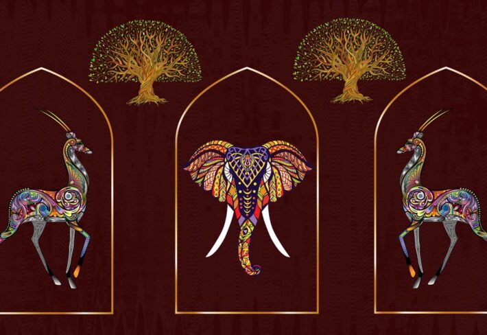 Patterned Pride Elephant & Gazelle Wallpaper Mural
