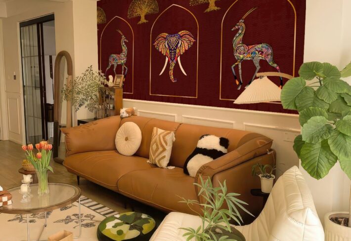 Elephant & Gazelle Wallpaper Mural mockup