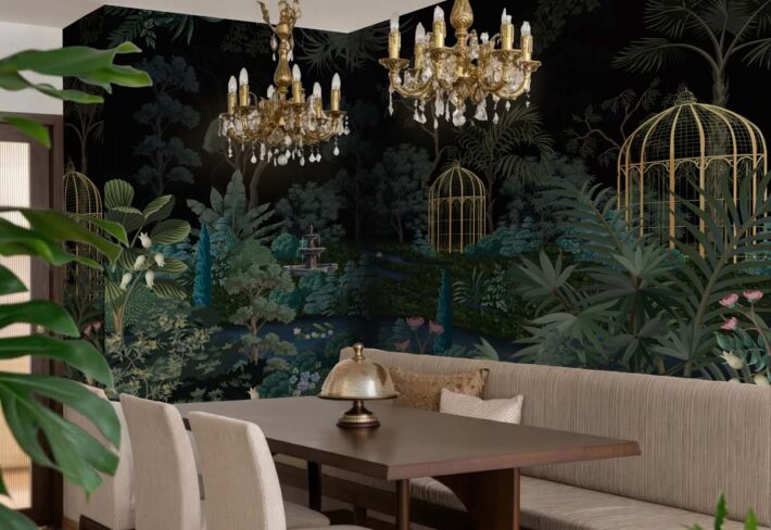 Lumora, Enchanted Luxurious Garden Wallpaper Mural mockup