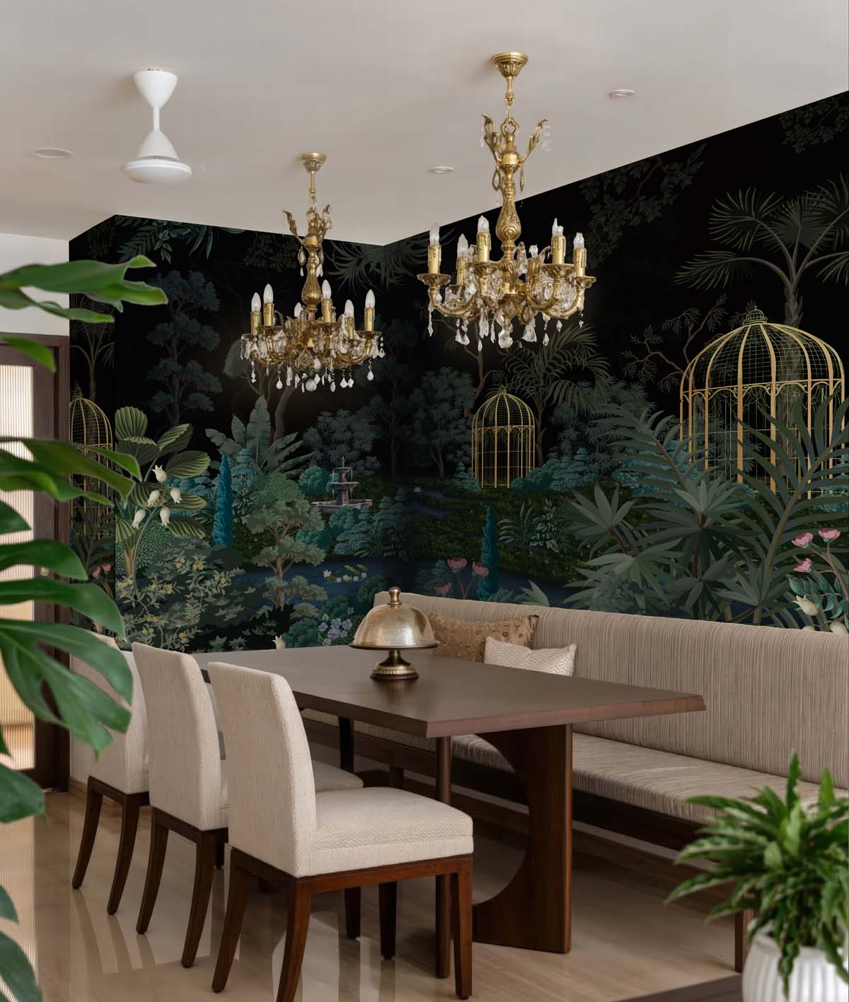 Lumora, Enchanted Luxurious Garden Wallpaper Mural mockup