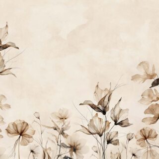 Delaira, Sepia Meadow Bloom Floral Wallpaper Mural