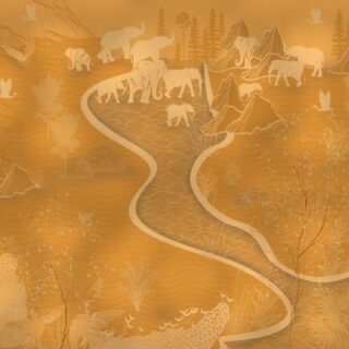 Elaris, Ancient Tale in Gold Wallpaper Mural