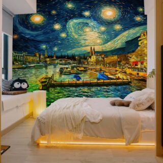 Stellavue, Where Stars Meet the Sea Wallpaper Mural mockup