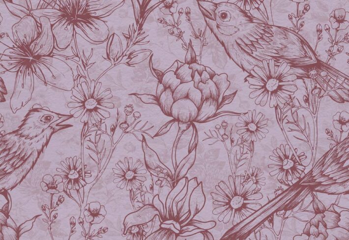 Willow Whisper, Avian Harmony in Bloom Wallpaper