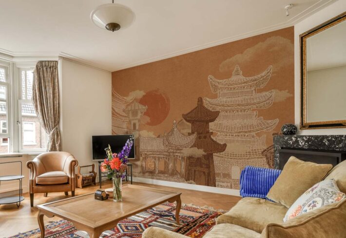 Zen Drift, Vintage Japanese Architectural Dreamscape Mural mockup