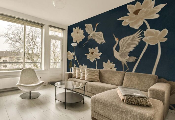 Waltz, Wild Bloom Whispering Wings Wallpaper Mural mockup