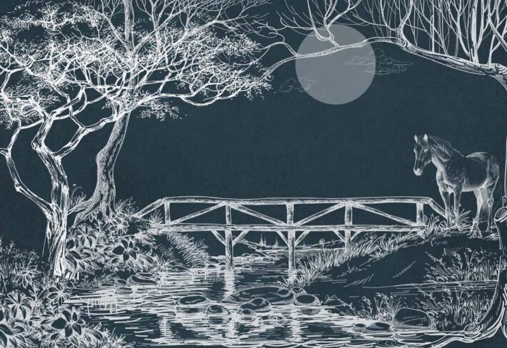 Monochromatic Landscape, Twilight Path Wallpaper Mural