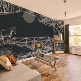 Monochromatic Landscape, Twilight Path Wallpaper Mural mockup