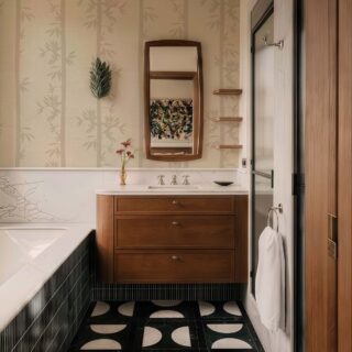 Whispering Bamboo, Taupe Serenity Wallpaper mockup