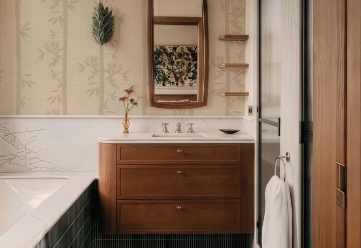 Whispering Bamboo, Taupe Serenity Wallpaper mockup