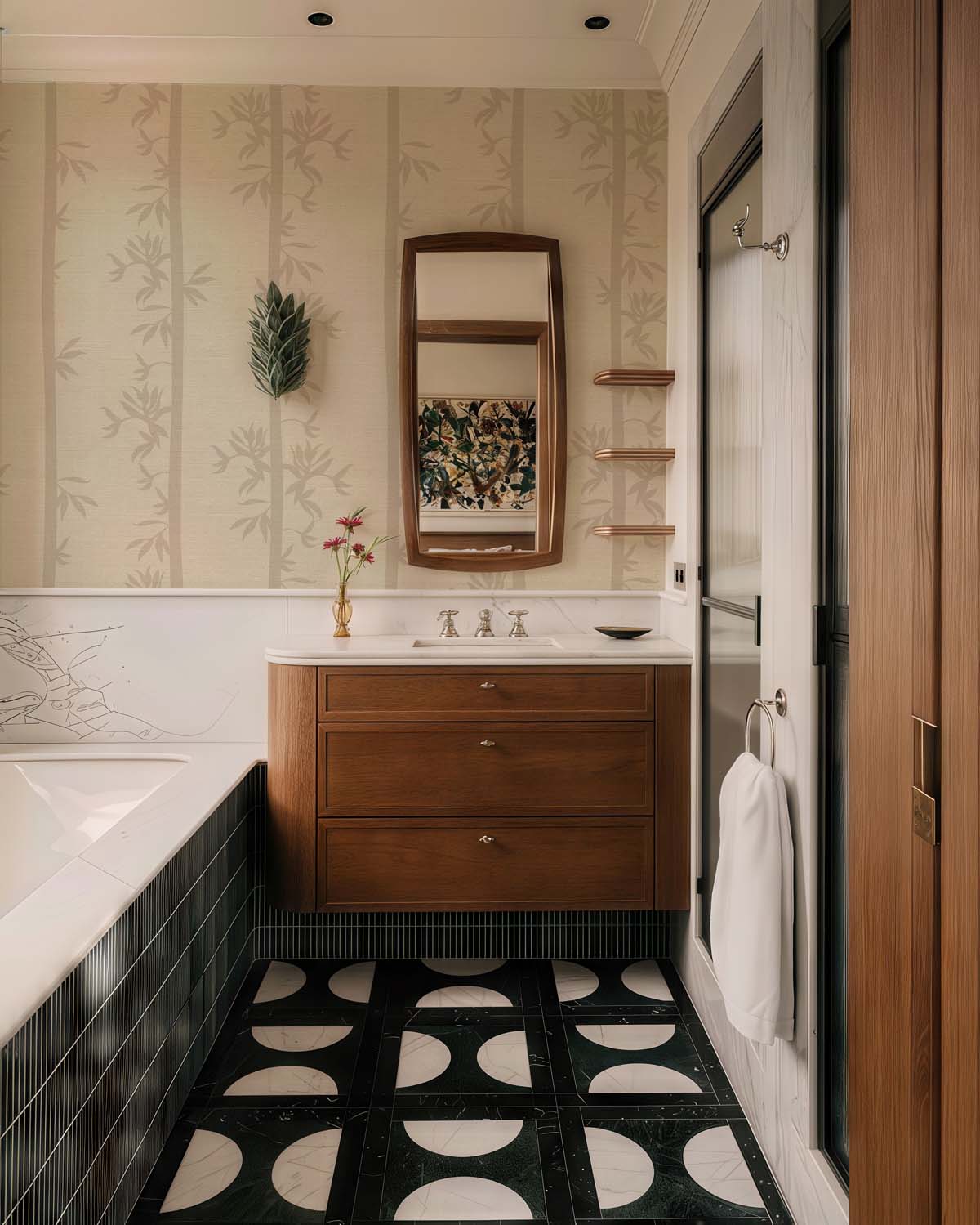Whispering Bamboo, Taupe Serenity Wallpaper mockup