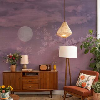 Sakura Drift, Wabi Sabi Water Whisper Mural
