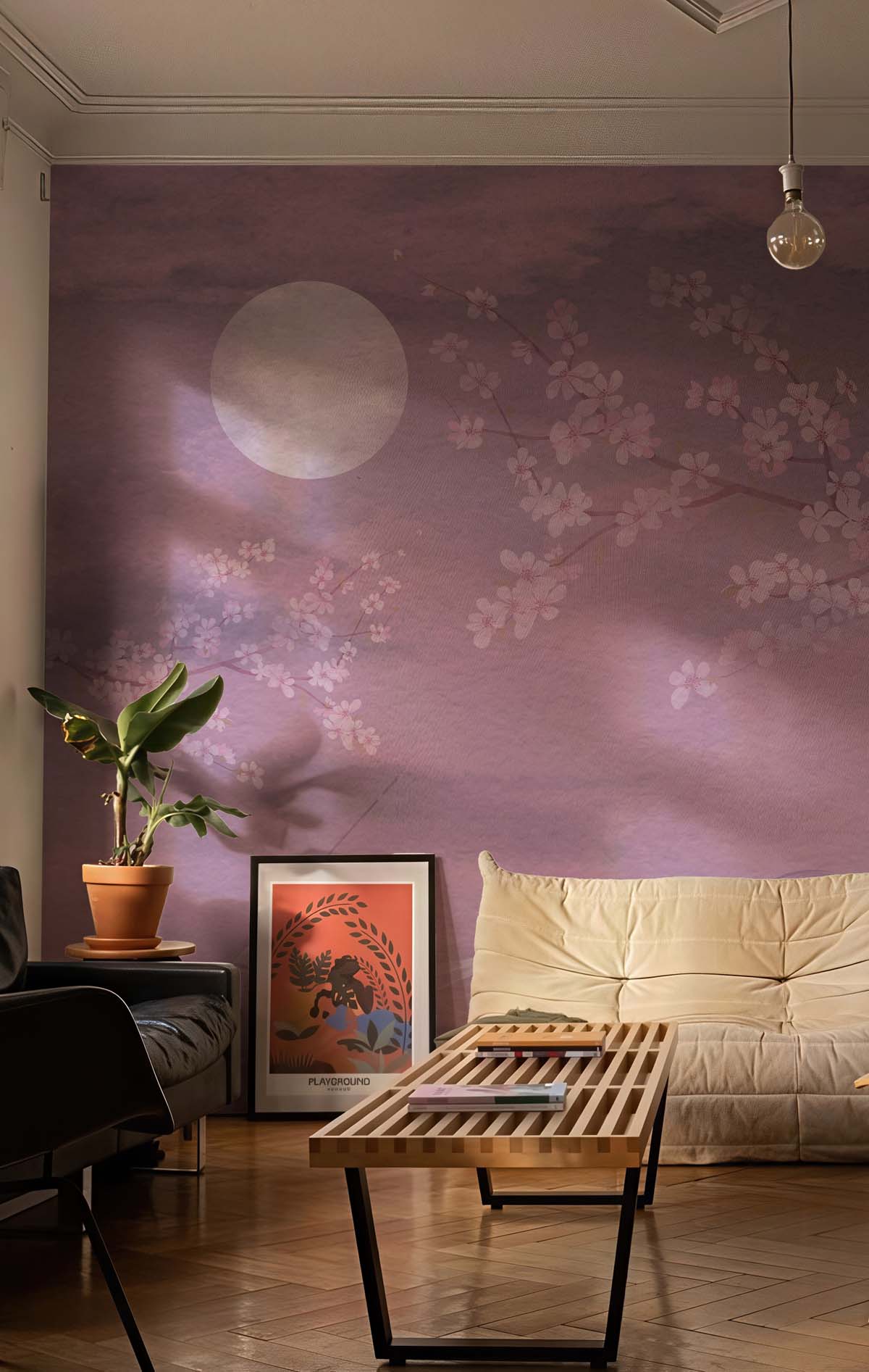 Sakura Drift, Wabi Sabi Water Whisper Mural mockup