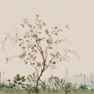 Verdant Murmurs, Birds in a Blooming Orchard Wallpaper Mural