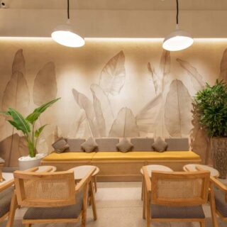 Veilicious, Soft Sepia Banana Leaves Wallpaper Mural mockup