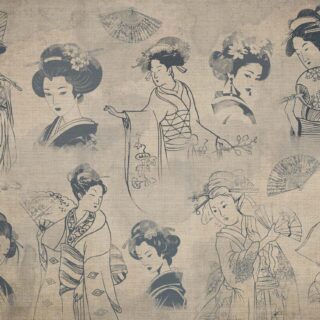 Hushed Beauty, Japanese Vintage Vignette Wallpaper Mural