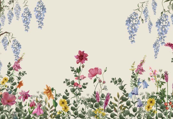 Tropicana, Light Cream Floral Tropics Wallpaper Mural