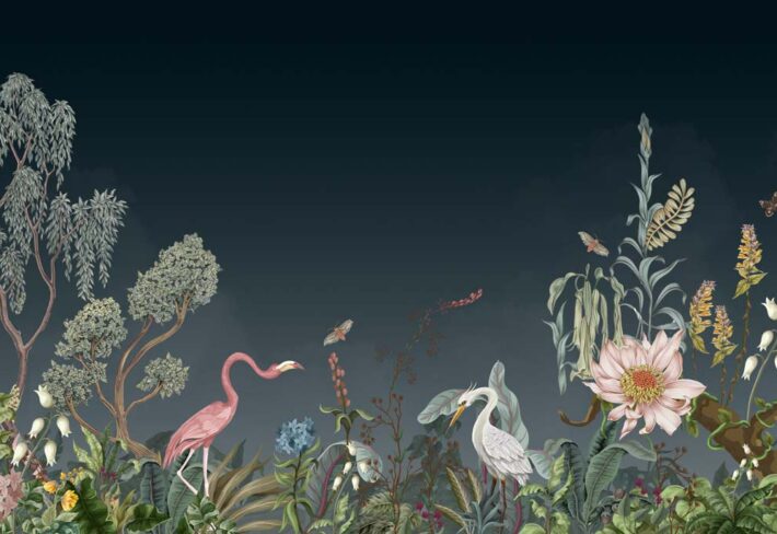Tropique Muse, Midnight Blue Wallpaper Mural