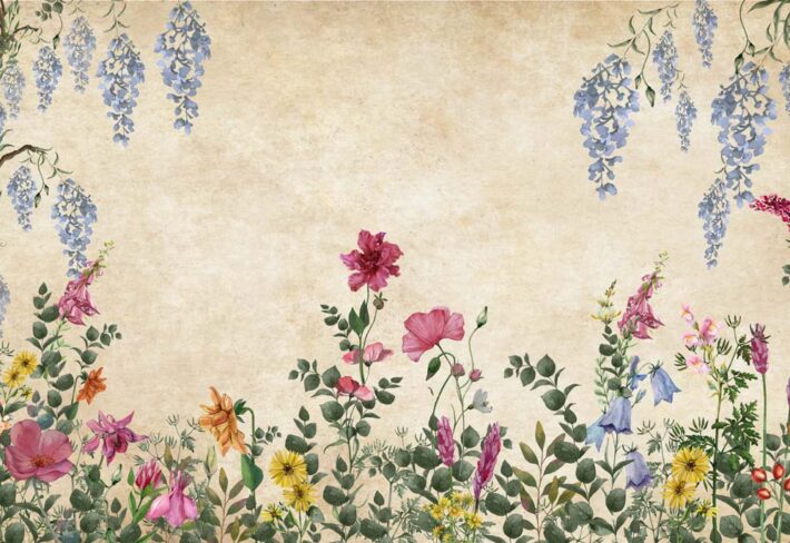 Tropicana, Dark Cream Floral Tropics Wallpaper Mural