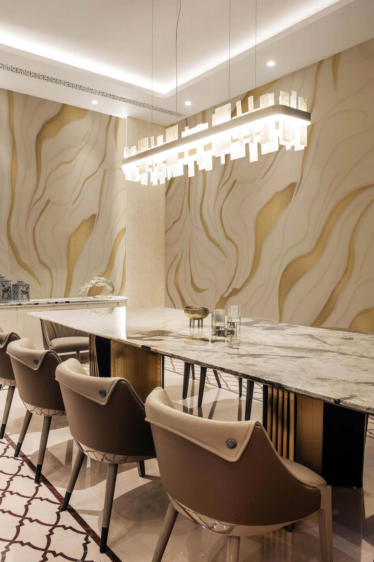 Silken Dune, Gold-Embellished Wallpaper Mural mockup