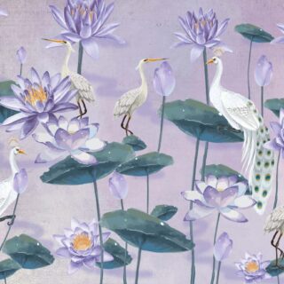 Elysian Pond, Lavender Serenity in Bloom Wallpaper Mural