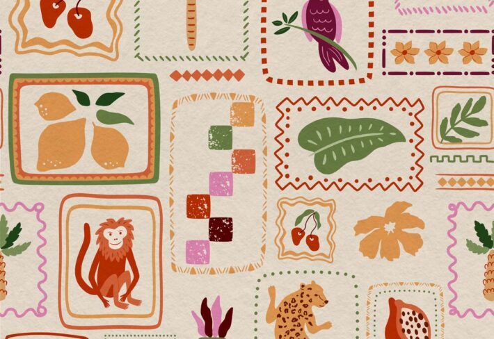 Tropical Tokens, Jungle Stamps of Summer Stories Wallpaper Mural