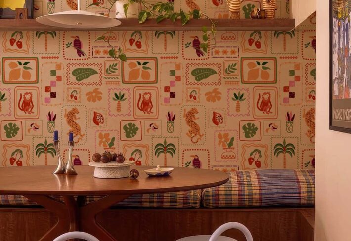 Tropical Tokens, Jungle Stamps of Summer Stories Wallpaper mockup