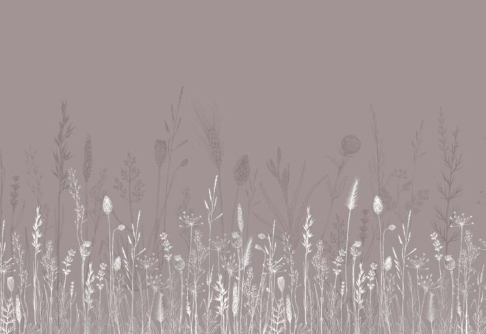 Sepia Bloom, Stillness in the Wild Grasses Wallpaper Mural