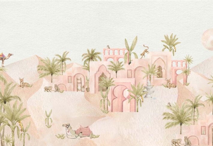 Sahara Whispers, Blush Palace Vista Wallpaper Mural