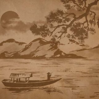 Sumi-e, East Asian Ink Wash Painting Wallpaper Mural