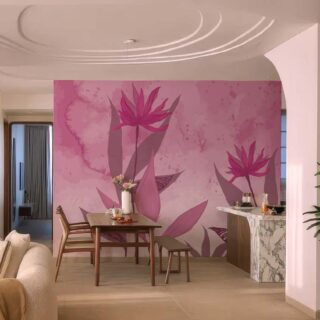 Pink Mirage, Contemporary Floral Elegance Mural mockup