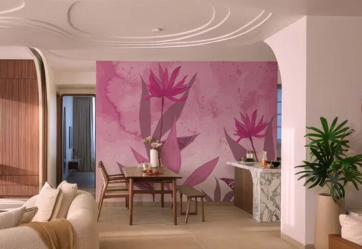 Pink Mirage, Contemporary Floral Elegance Mural mockup