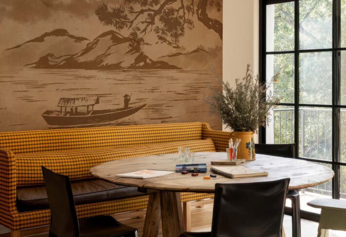 Sumi-e, East Asian Ink Wash Painting Wallpaper Mural mockup