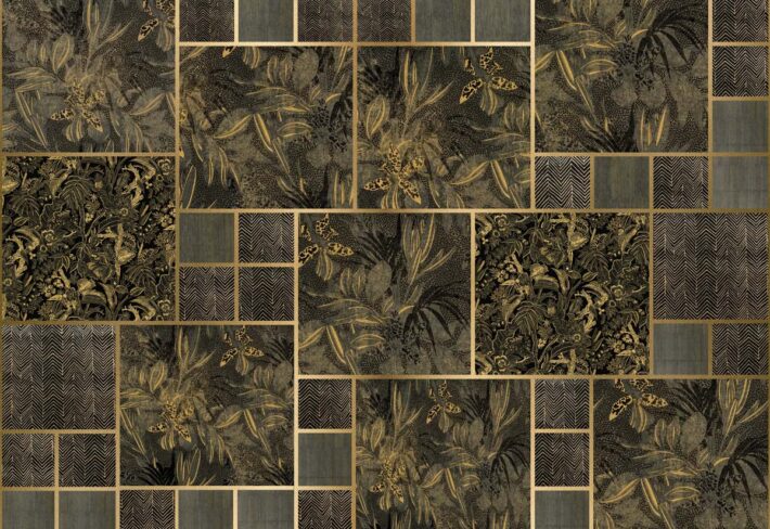 Lush Labyrinth, Grey Botanics in Deep Green Wallpaper Mural