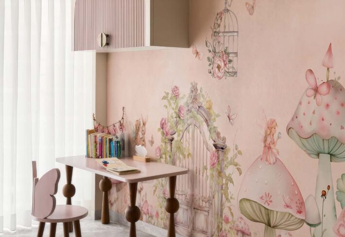 Magical Fairyland, Soft Pastel Wonderland Wallpaper Mural mockup