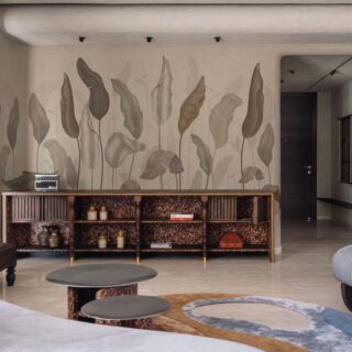 Muted Botanica, Minimal Elegance Wallpaper Mural mockup