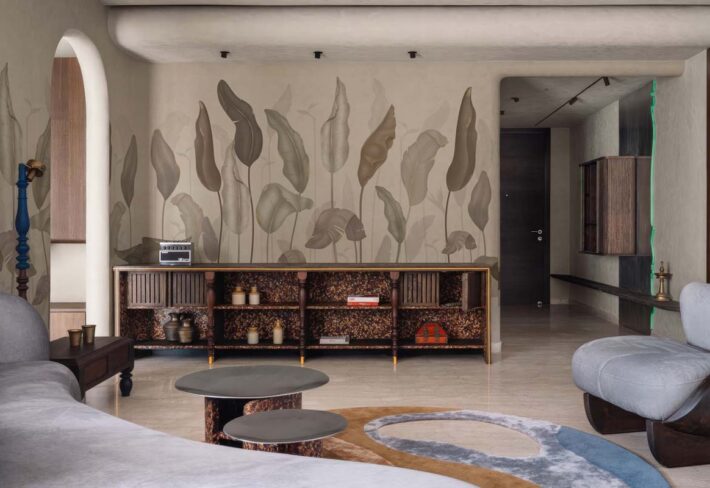 Muted Botanica, Minimal Elegance Wallpaper Mural mockup
