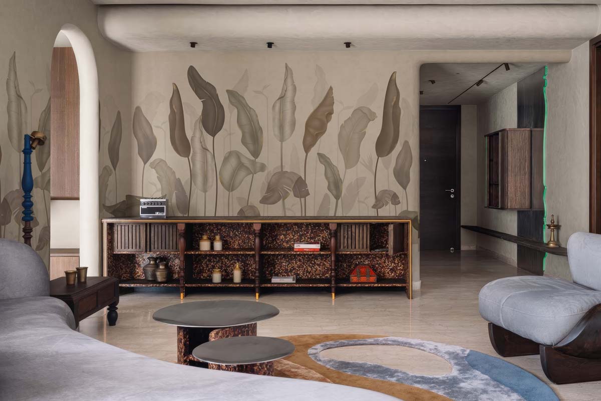 Muted Botanica, Minimal Elegance Wallpaper Mural mockup